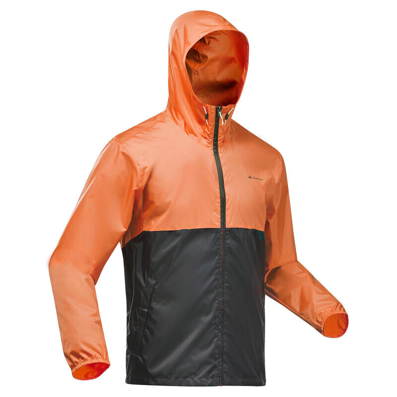 

Мужской походный дождевик Quechua, цвет paprikaorange/carbongrau