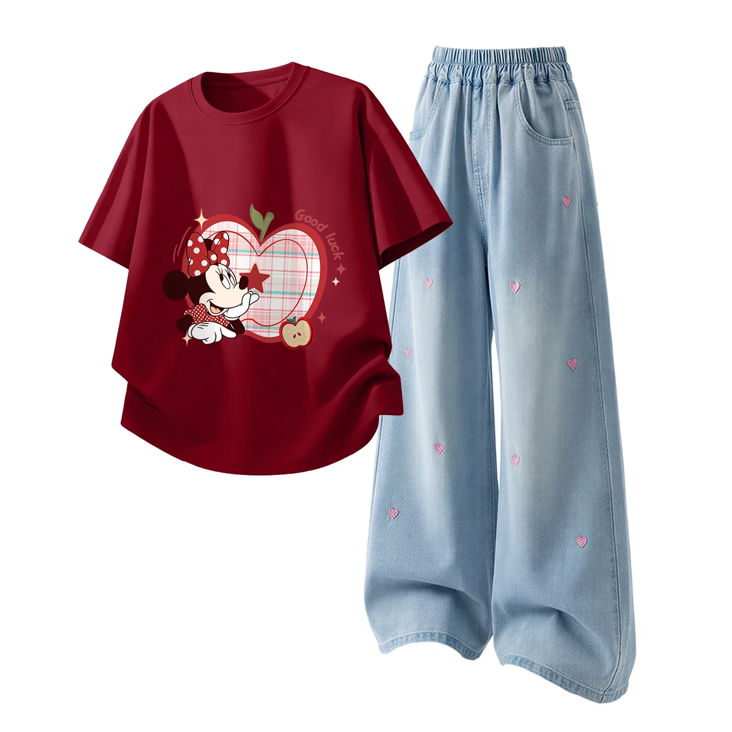 Детский спортивный костюм Casual Sportswear 2 Piece Set Disney, Dapple Garnet Red+Solid Color Denim Light Blue