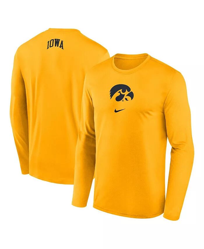 

Мужская золотая баскетбольная футболка Iowa Hawkeyes On-Court Shootaround Performance с длинным рукавом Nike