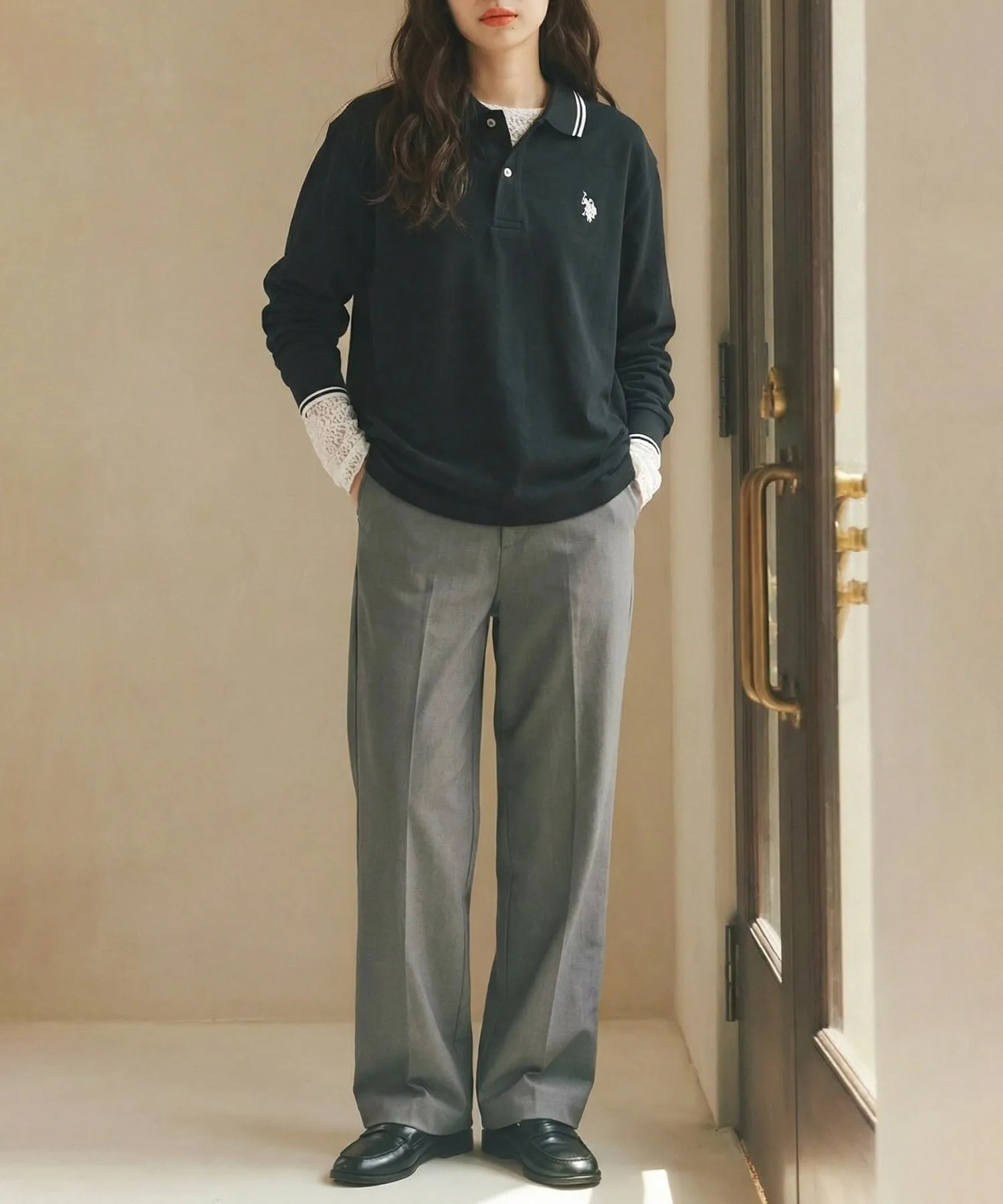 Футболка-поло с длинным рукавом US POLO ASSN./Tipline, унисекс. U.S. Polo Assn., BLK — фото 4