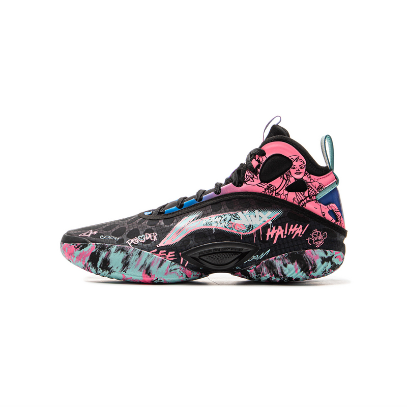 

LINING YOUNG Скользостойкие амортизирующие и дышащие баскетбольные кроссовки mid top для детей Black/Fluorescent Lotus Pink