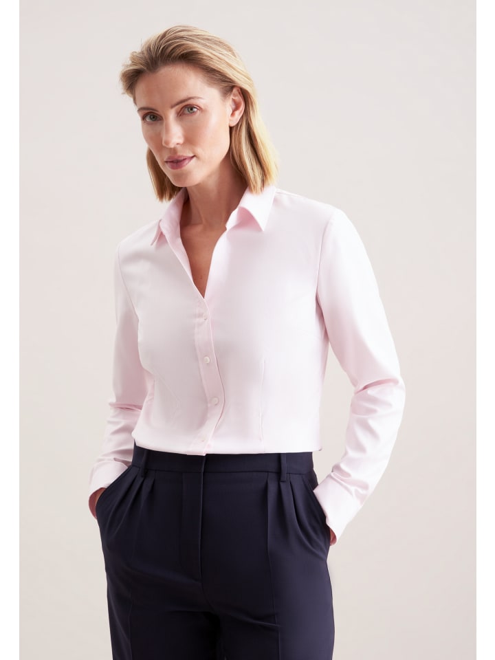 

Облегающая розовая блузка-рубашка Seidensticker