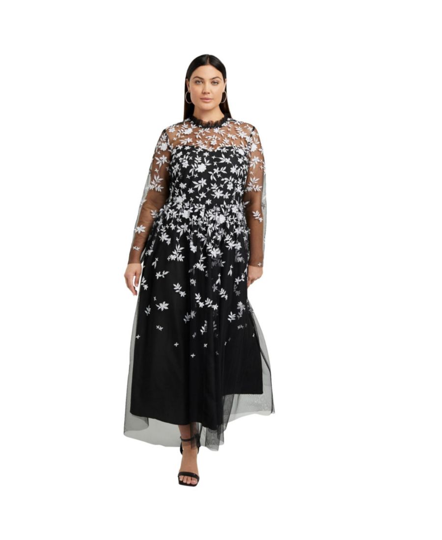 

Женское макси-платье June + Vie с сетчатой отделкой June & Vie, Botanical bliss