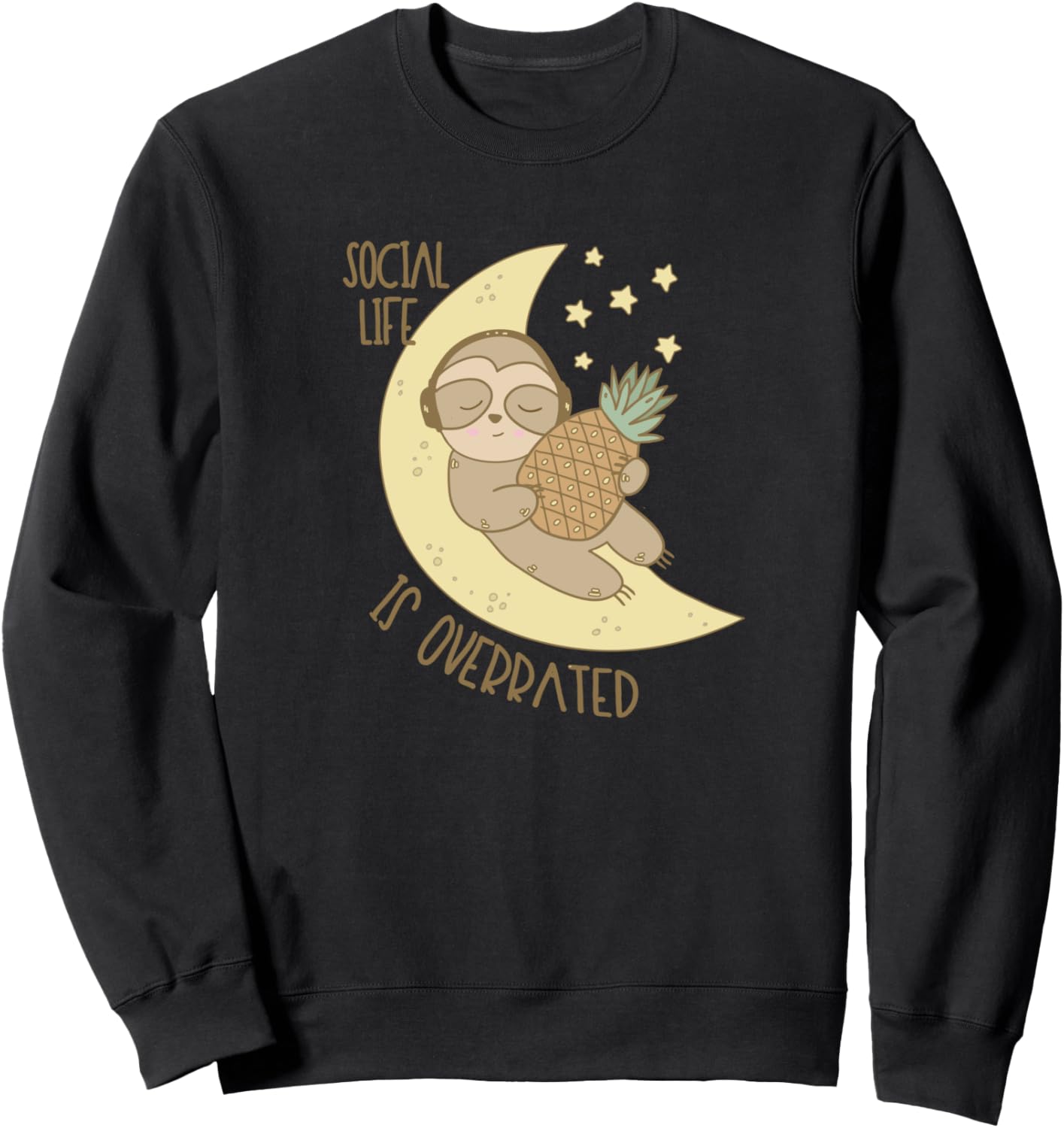 

Наушники для сна в виде ленивца и толстовка с рисунком ананаса для интровертов Happy Sloth & Pineapple, черный