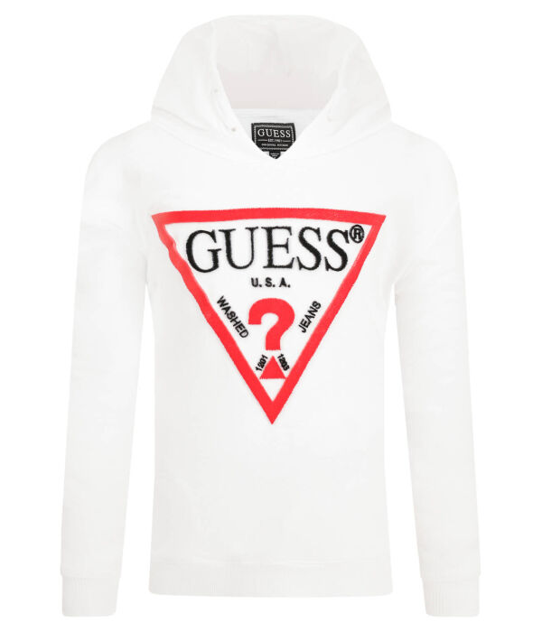 

Толстовка детская Guess с капюшоном и фирменным принтом, белый