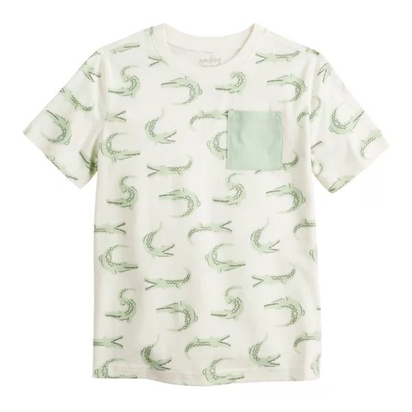 

Футболка с коротким рукавом и принтом для мальчиков 4-12 лет Jumping Beans, цвет ivory gator print