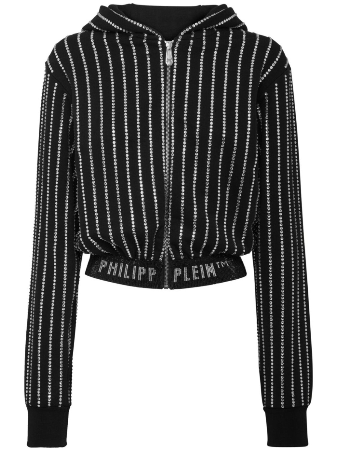 

Philipp Plein худи на молнии с кристаллами, черный