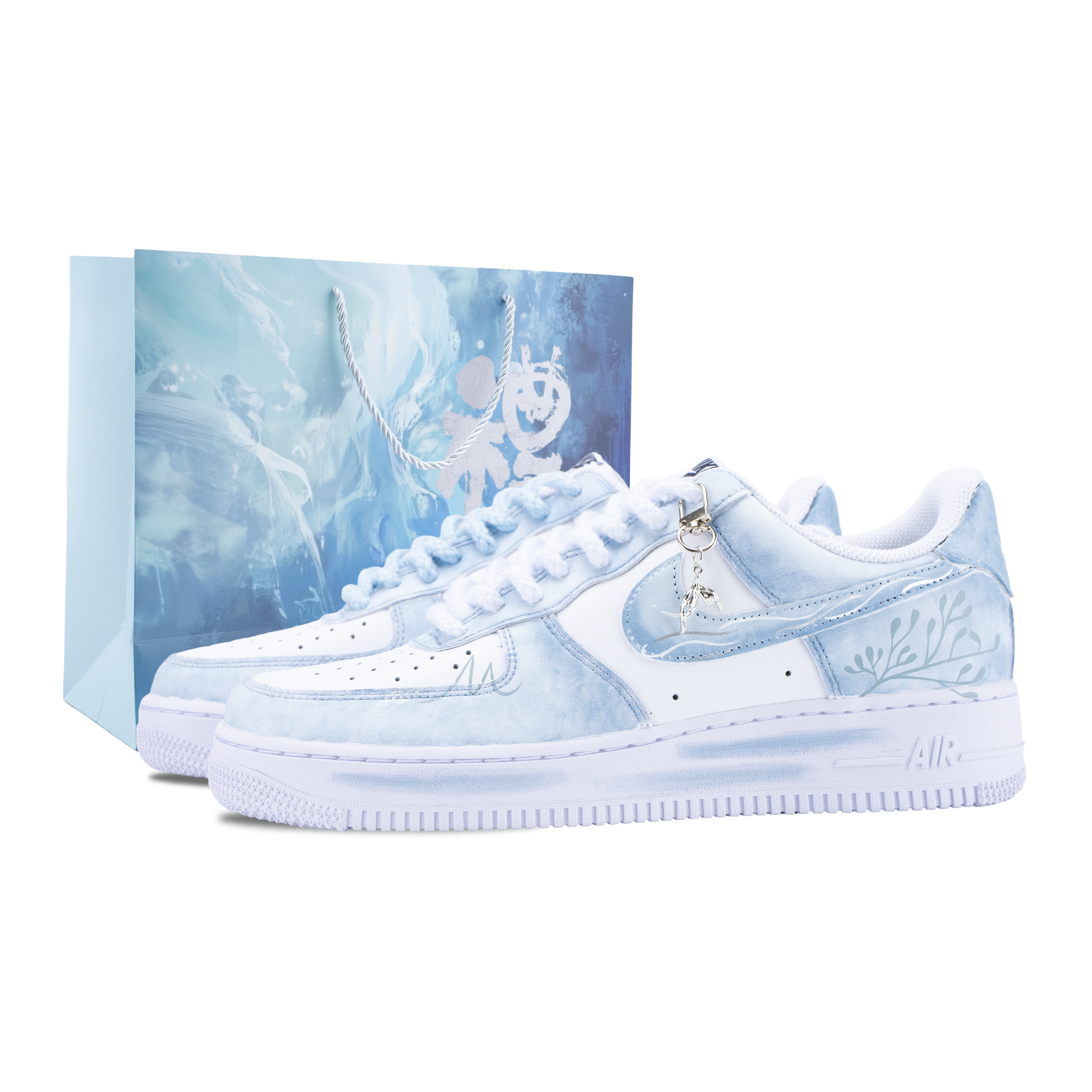 

Nike Кроссовки Air Force 1 Spirit Child Cushioning Lightweight Breathable Skateboard Shoes мужские бело-синие