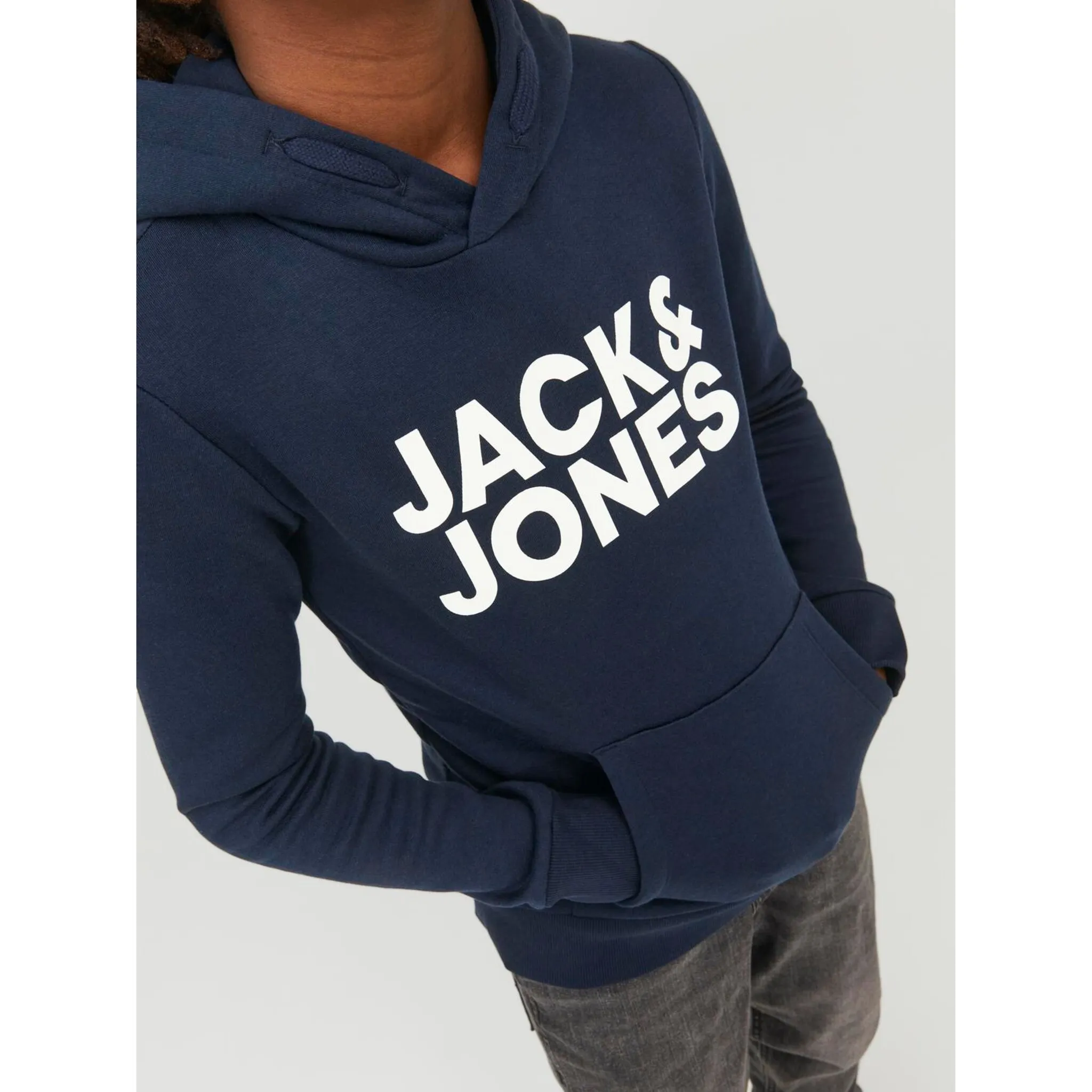 Детская толстовка с капюшоном Jack & Jones "JJECORP LOGO SWEAT HOOD" Jack & Jones Junior, синий — фото 3