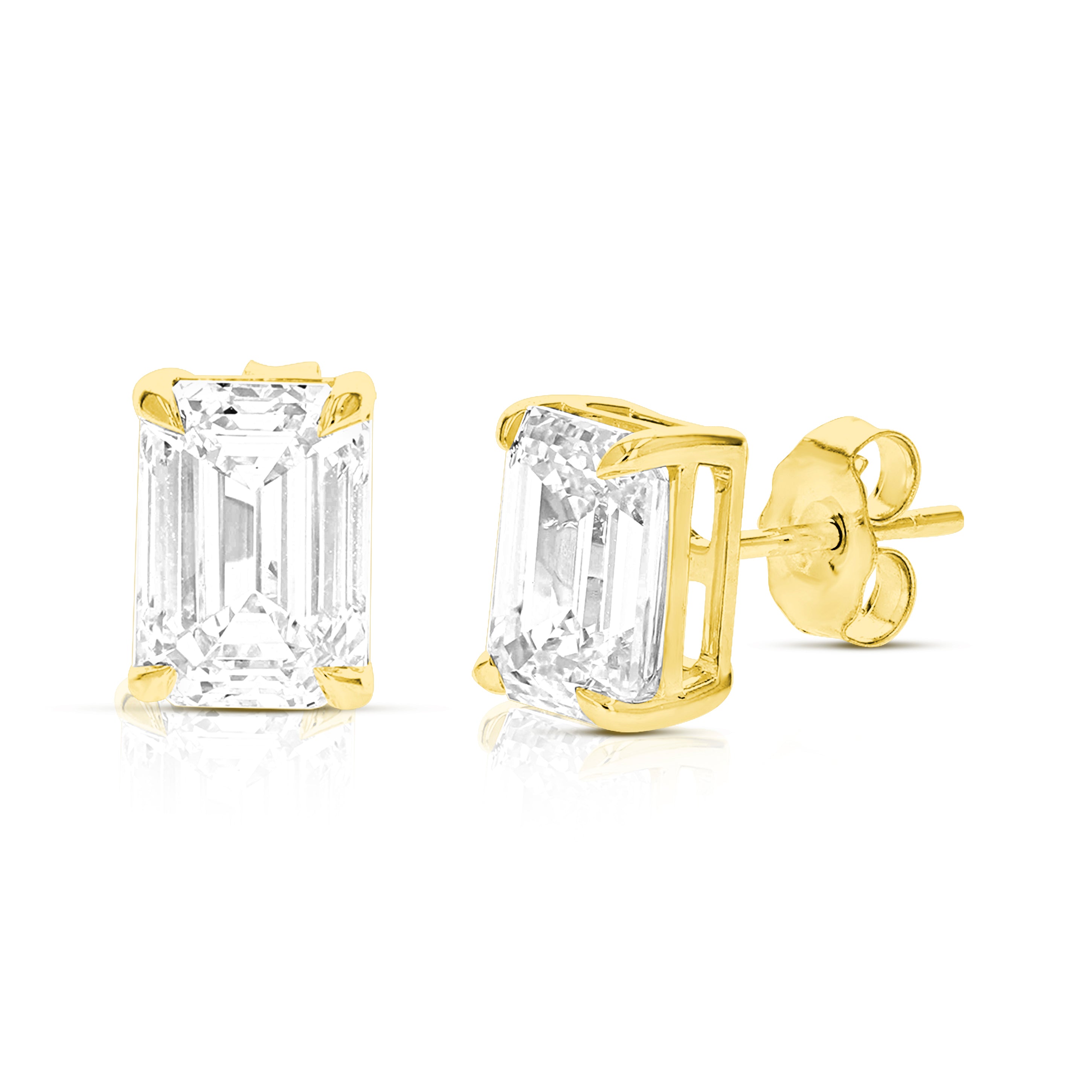 

Серьги-гвоздики с выращенными в лаборатории изумрудами 1,50 карата из 14-каратного золота с пуговицами для женщин Vir Jewels, желтый