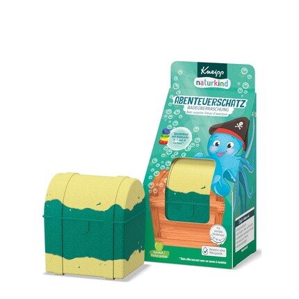 

Naturkind Adventure Treasure Bath Surprise - шипучая бомбочка для ванны для детей с сюрпризом - Bath Fun Adventure Treasure Chest с игровым и очищающим глиняным мылом Kneipp