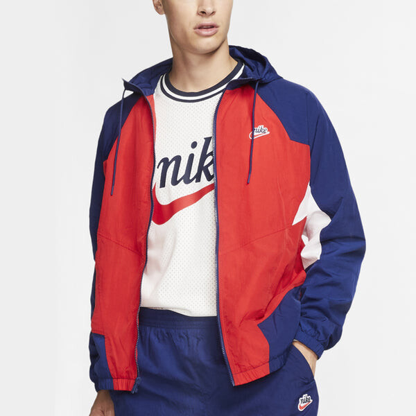 Куртка Nike Sportswear Heritage Windrunner Splicing hooded Woven Logo Jacket Red Blue Redblue, синий — фото 4