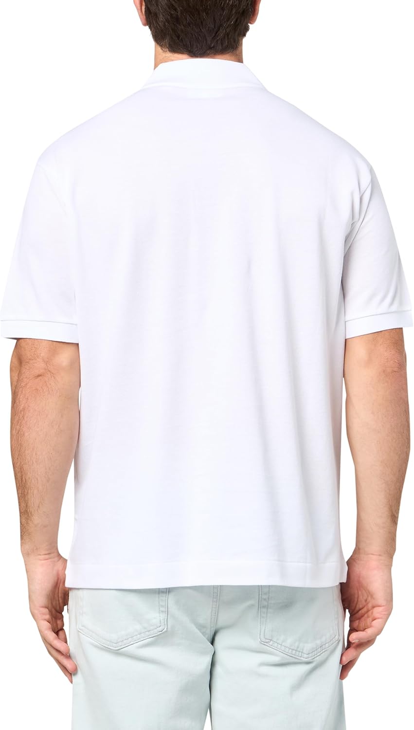 Lacoste мужская короткая рукав классический крой поло с крупной надписью спереди, White — фото 2