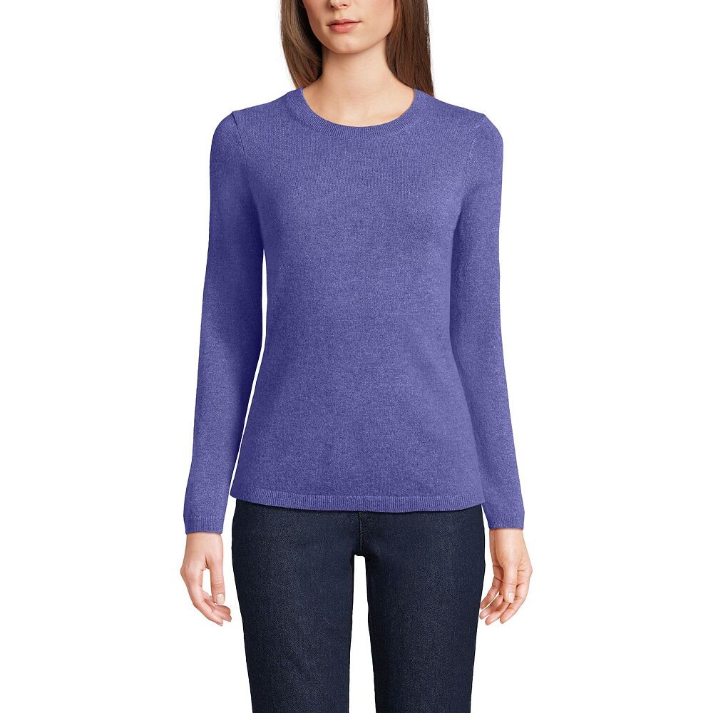 

Кашемировый свитер Petite Lands' End с круглым вырезом, цвет Periwinkle Heather