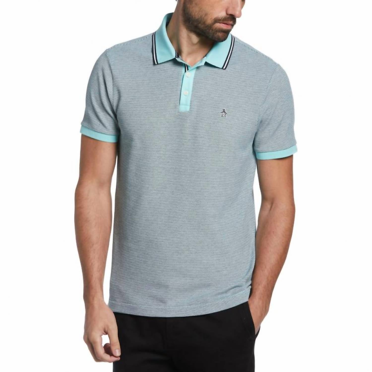 

Рубашка поло Birdseye в цвете Aruba Blue Original Penguin