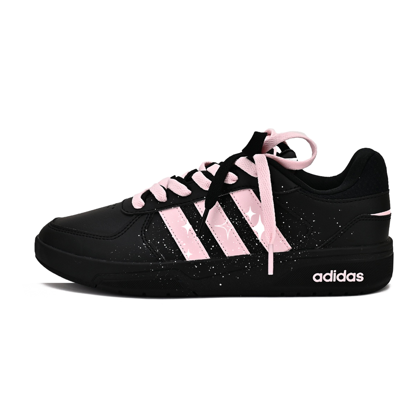 

Adidas Neo Кроссовки для скейтбординга Courtbeat Ink Splatter Starry с низким верхом, износостойкие, унисекс, черный с розовым