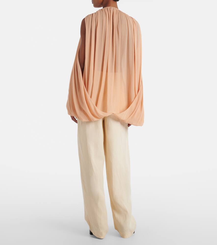 Шелковая шифоновая блузка с драпировкой Stella McCartney, Tearose — фото 3