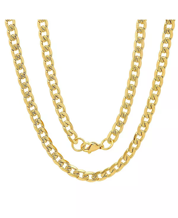 

Мужские ожерелья из нержавеющей стали с кубинской цепочкой, позолоченной 18 карат, с акцентом на 8 мм, длиной 24 дюйма Steeltime, gold