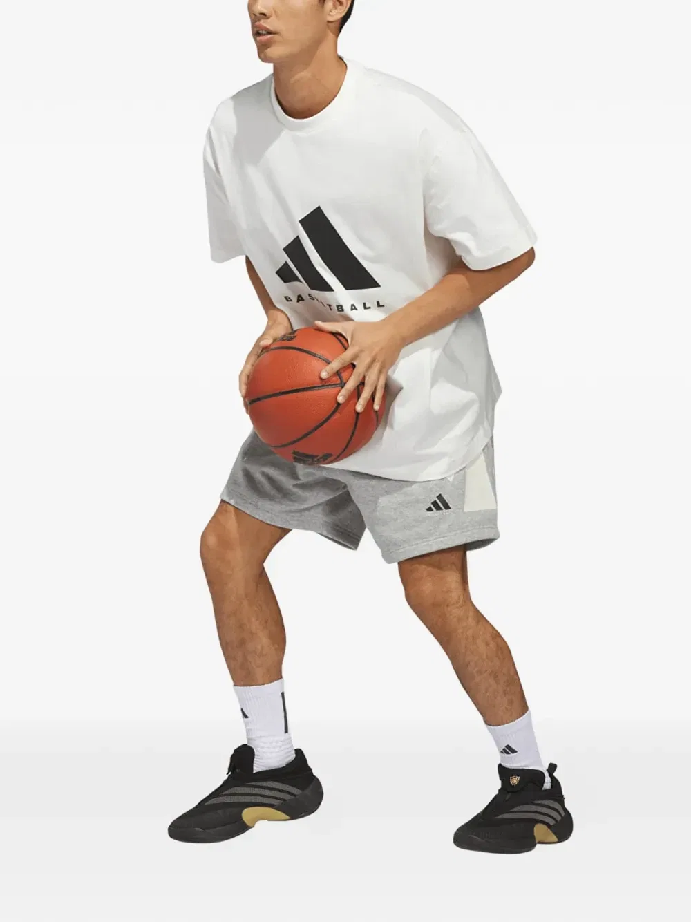 Футболка с логотипом для баскетбола Adidas, белый — фото 3