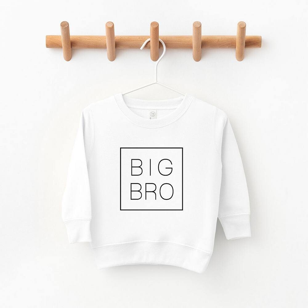 Толстовка с квадратным рисунком Big Bro для малышей The Juniper Shop, цвет Heather Grey — фото 2