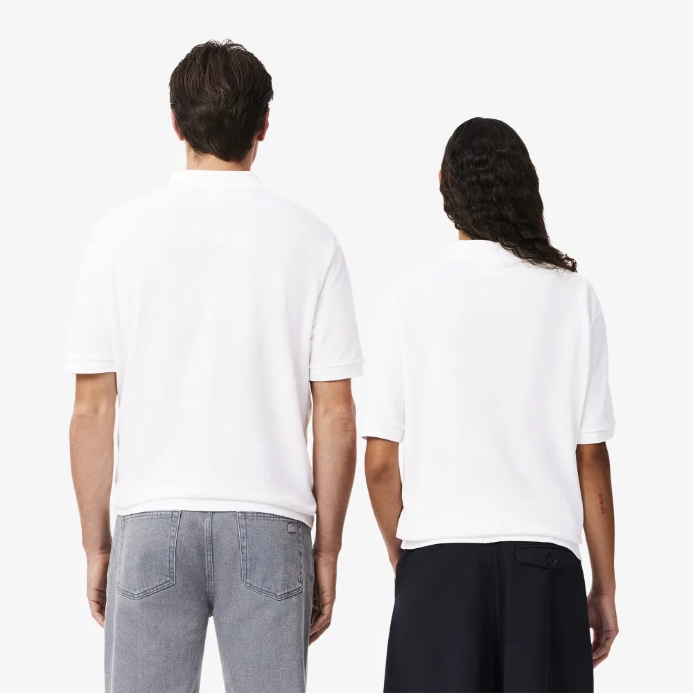 Мужская футболка-поло Loose Fit с букле-брендингом белая от Lacoste — фото 3