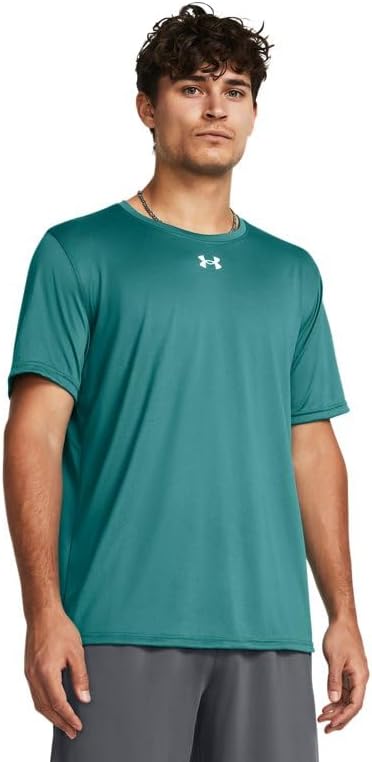 

Мужская свободная футболка с коротким рукавом Under Armour Team Tech Cardinal, Coastal Teal-White, Белый, Мужская свободная футболка с коротким рукавом Under Armour Team Tech Cardinal, Coastal Teal-White