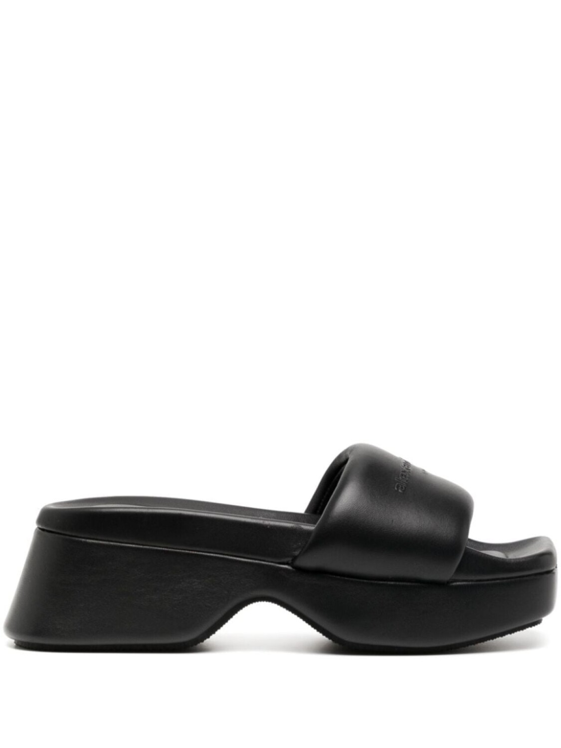 Alexander Wang кожаные шлепанцы на платформе с тисненым логотипом, черный