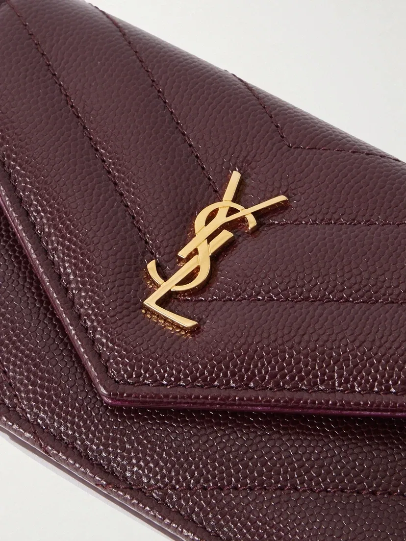 Кошелек Cassandre из стеганой текстурированной кожи SAINT LAURENT, бордовый — фото 3