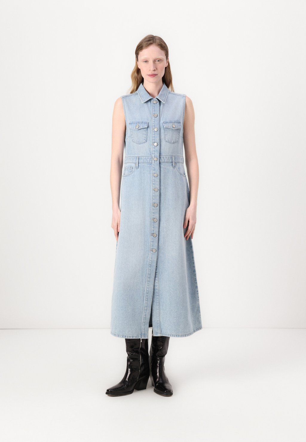 

Джинсовое платье MAXI BUTTON FRONT DRESS DKNY, цвет Crosby