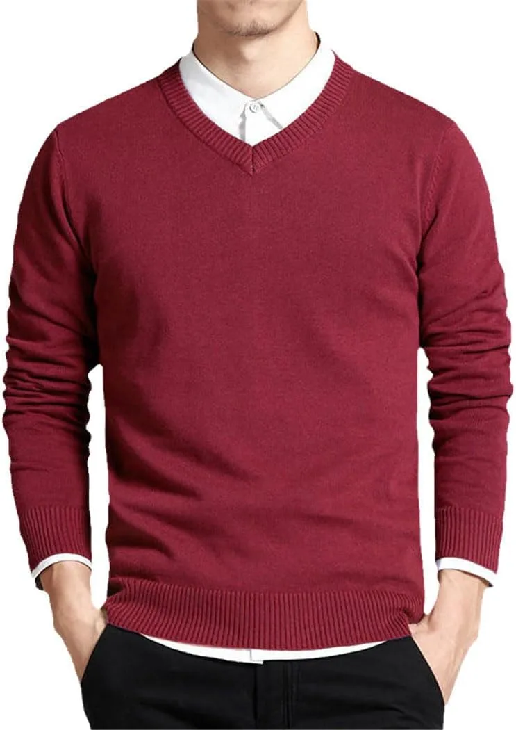 

Хлопковый свитер мужской с длинным рукавом V-образным вырезом Dvbfufv