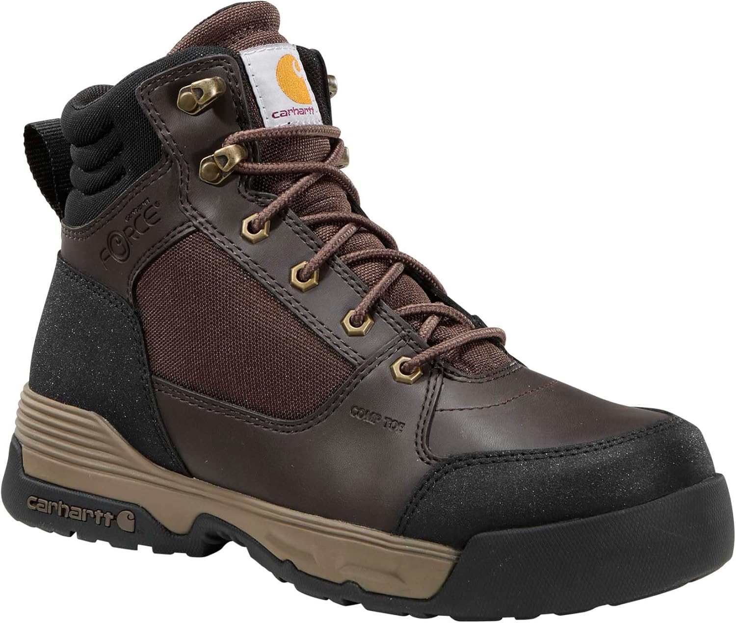 

Carhartt мужские рабочие ботинки Force HD 6" с композитным мыском, противоскользящие, с рейтингом EH, с подкладкой FastDry, Dark Brown