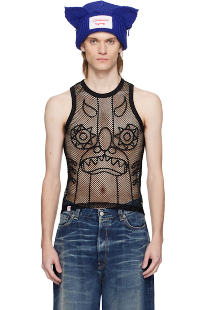 

Черная сетчатая майка с графическим принтом Charles Jeffrey LOVERBOY