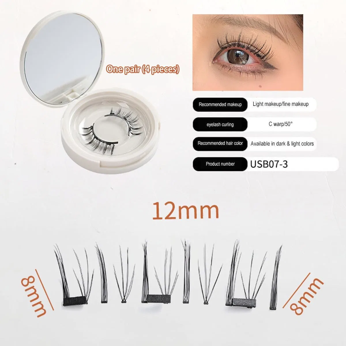 Магнитные ресницы Cat Elf Style с пинцетом и зажимом, в футляре, 8×10 мм Generic