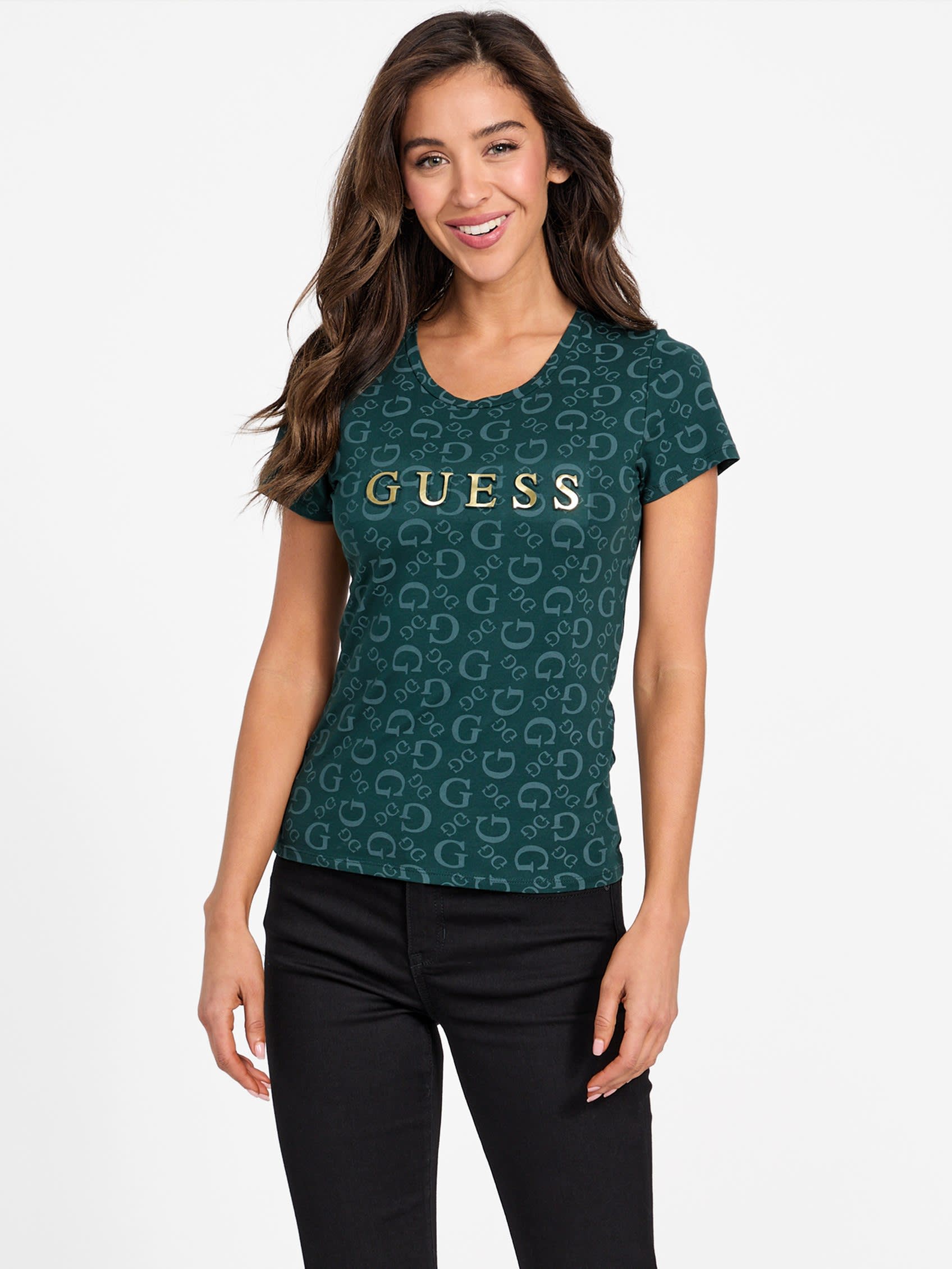 

Футболка с принтом Eco Alexa Guess Factory, цвет dark jade