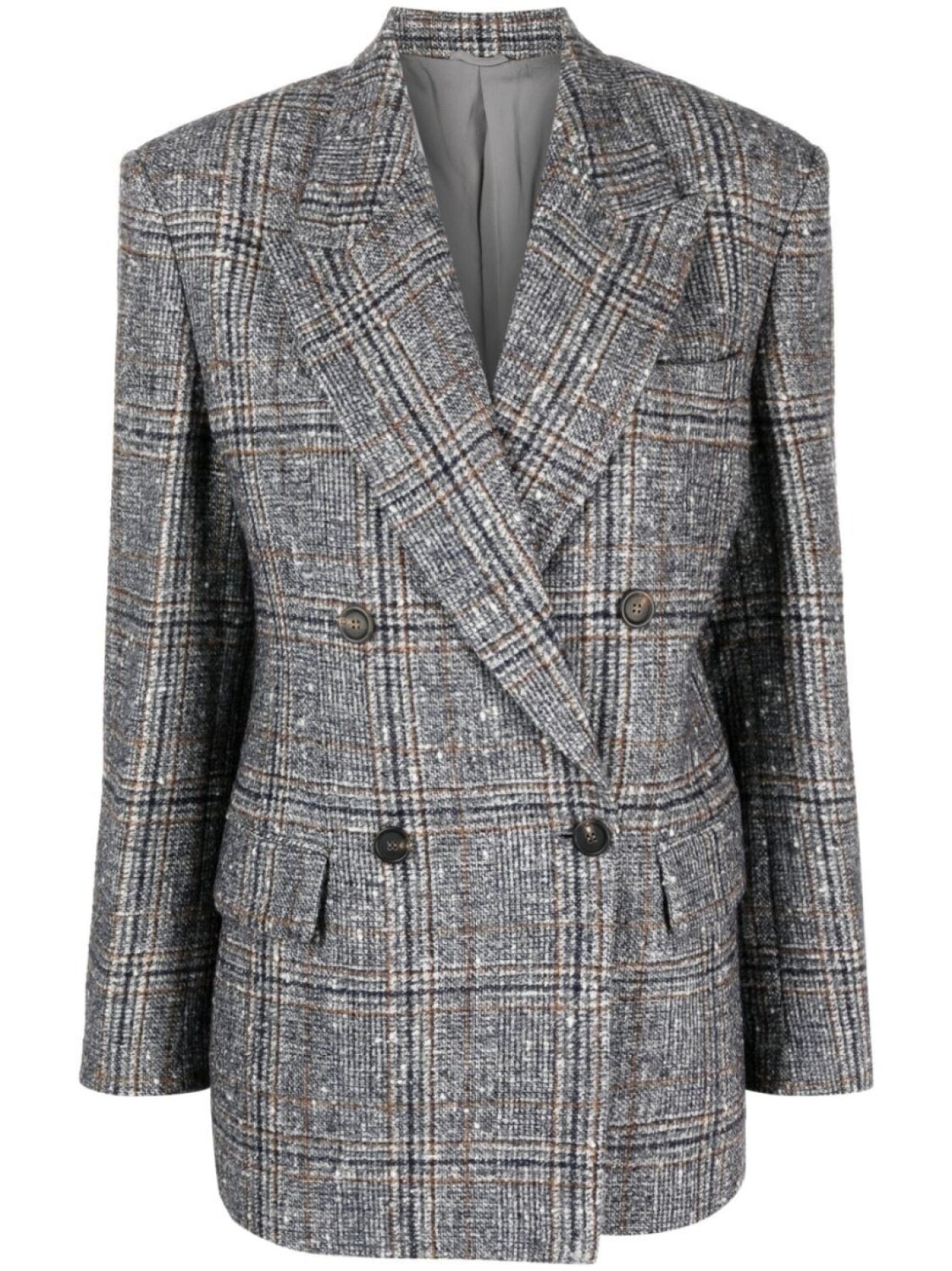 

Brunello Cucinelli двубортный блейзер из смесовой шерсти, серый