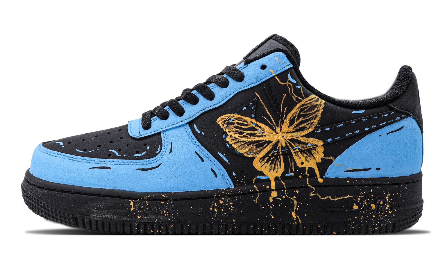 

Кроссовки Nike Air Force 1 Skateboarding Shoes Men Low-top Black/Blue, черный
