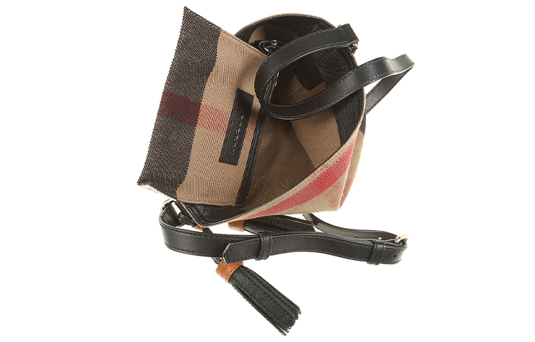Женская сумка-ведро из канваса с льняными вставками Burberry — фото 4