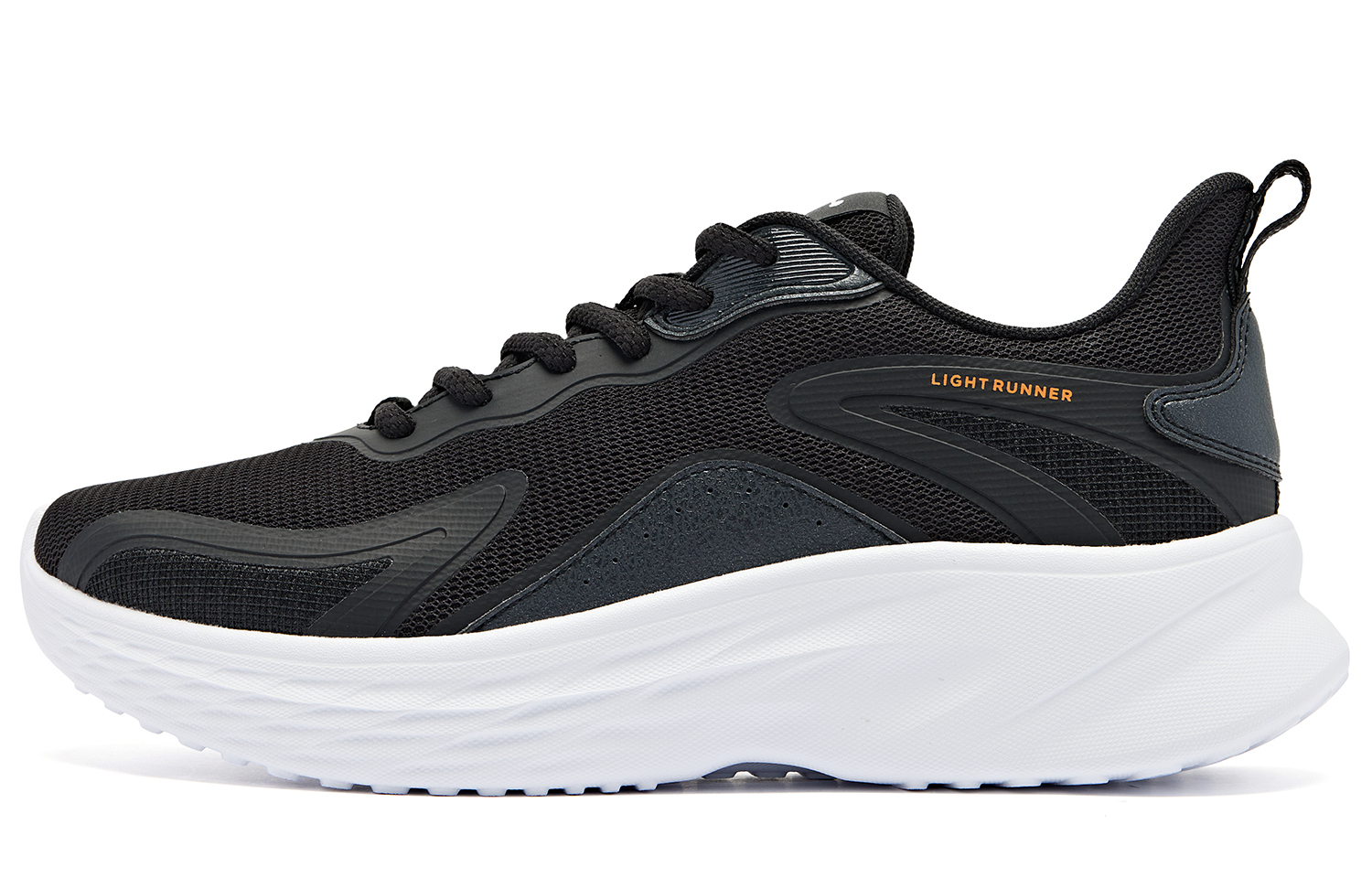 

Амортизирующие противоскользящие и износостойкие низкие кроссовки для бега мужские черно-белые QIAODAN