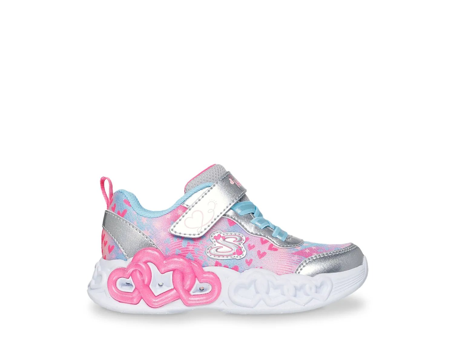 Кроссовки Skechers Infinite Heart Lights Heart Jewels Light-Up Sneaker - Kids', серебристый металлик — фото 3