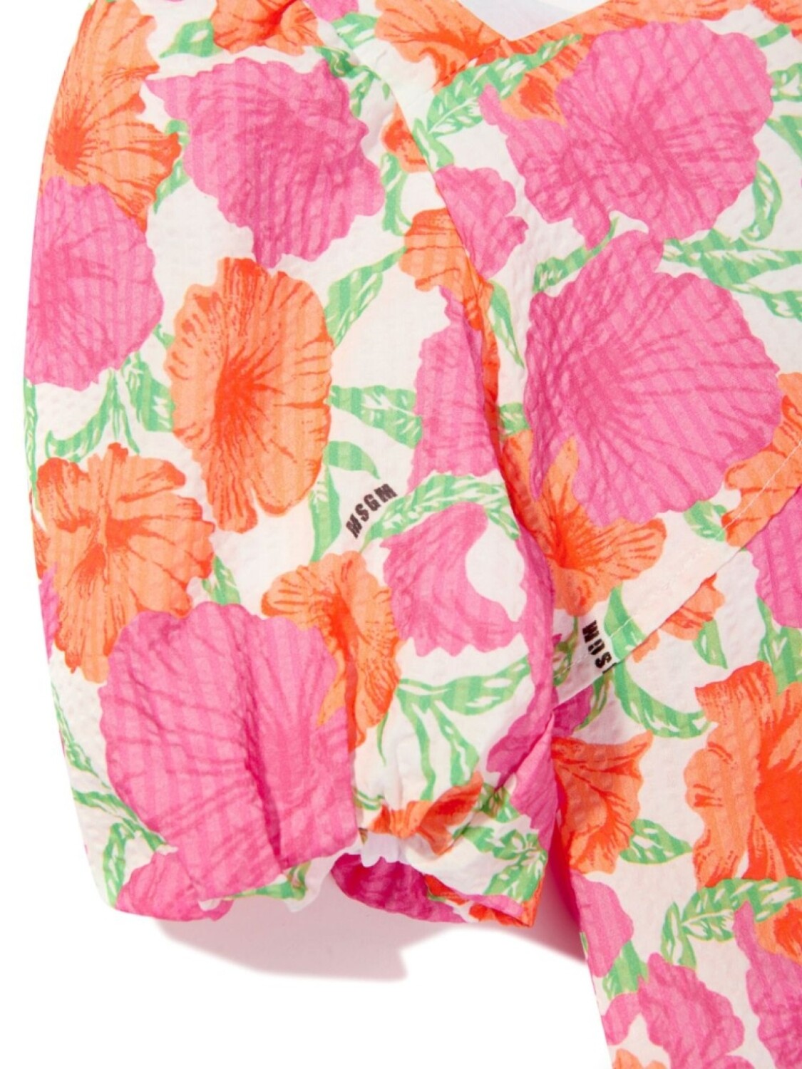 

Платье из сирсакера с цветочным принтом MSGM Kids, розовый
