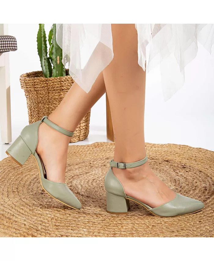 Marcelle туфли на низком каблуке Forever & Always Shoes, зеленый — фото 2