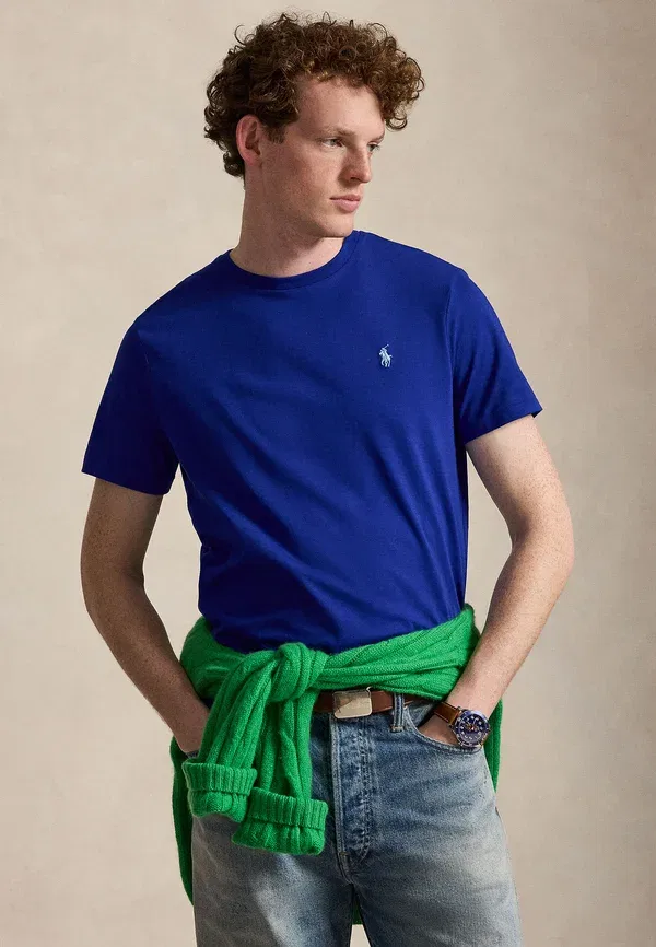 Футболка Polo Ralph Lauren Custom Slim Fit Jersey Crewneck Basic T-Shirt, классический лазурный