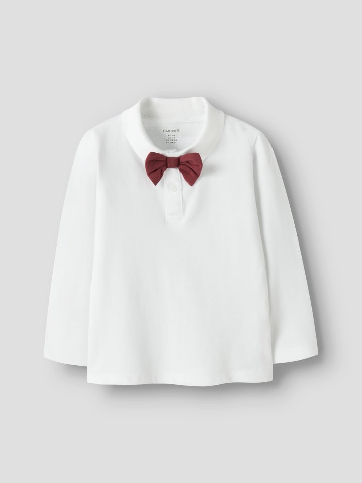 Рубашка поло с бабочкой NMMROGULA LS POLO ярко-белого цвета name it — фото 3