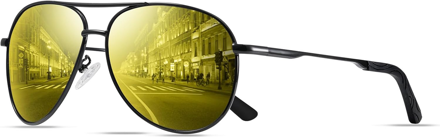 

Поляризованные солнцезащитные очки-авиаторы Eiuizah для мужчин и женщин — классические солнцезащитные очки для вождения, рыбалки и защиты от УФ-излучения, C1(1 Pack) Black Frame/Night Vision Lenses