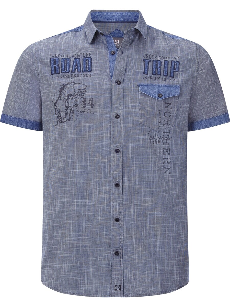 

Повседневная рубашка Jan Vanderstorm Comfort fit Button Up Shirt Nattfari, цвет blue/blue denim