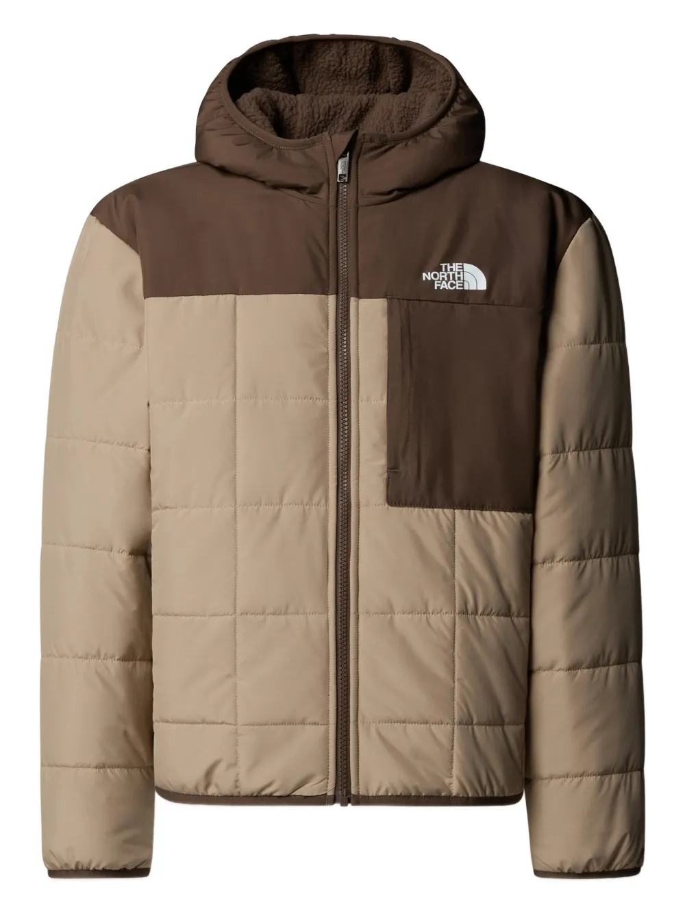 

Двусторонняя стеганая куртка с капюшоном The North Face Kids, коричневый