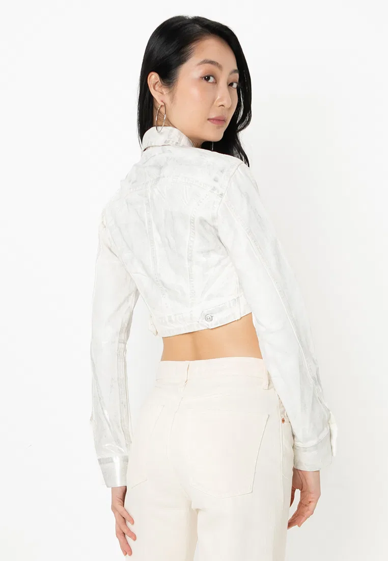 Куртка джинсовая укороченная, Foil Zara, серебро — фото 2