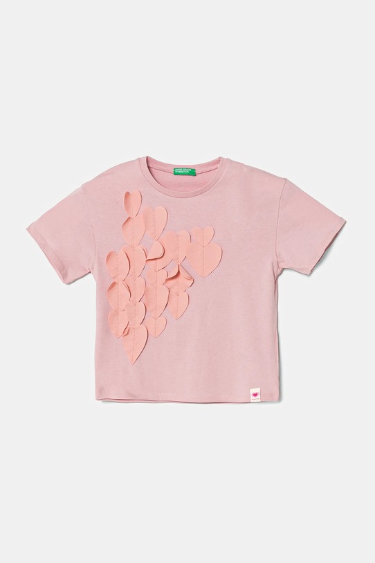 

Детская хлопковая футболка United Colors Of Benetton, розовый