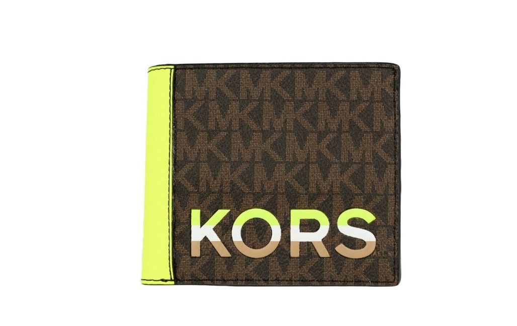 

Кошелек-купюрница Cooper Brown Neon Signature Leather с графическим логотипом Michael Kors