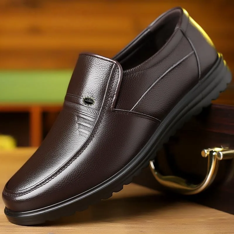 Men's Casual Flat Leather Shoes - Lightweight and Comfortable - Business - Commuting and Daily Use Fusecottc, коричневый — фото 3